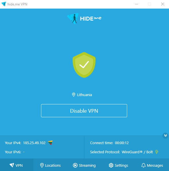 Hide.me VPN Windows programa