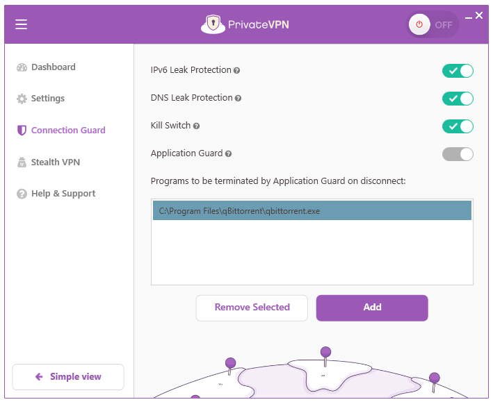 PrivateVPN Windows programos nustatymai