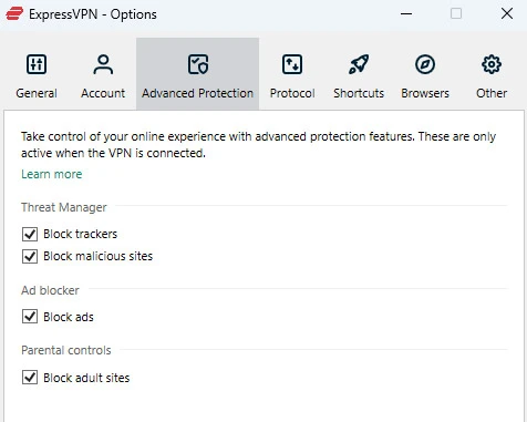 ExpressVPN reklam blokavimas