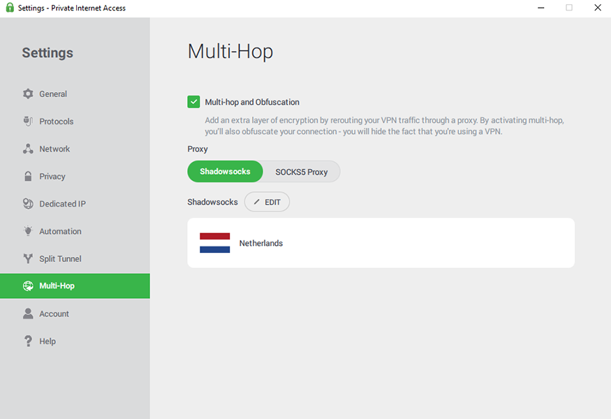 PIA VPN multihop