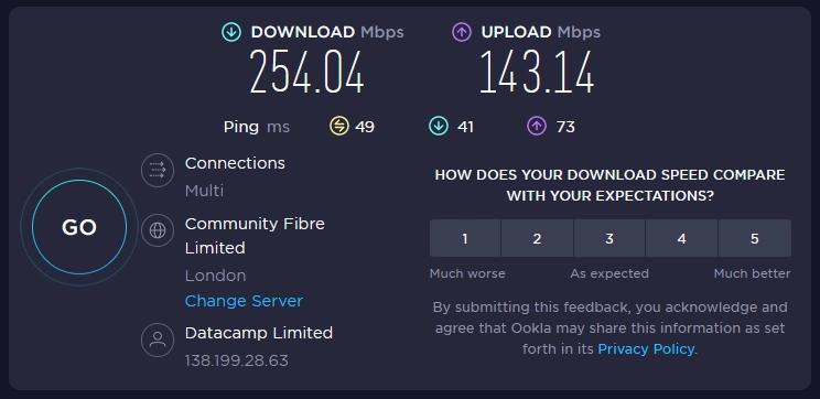 PIA VPN greitis - UK