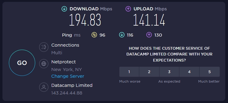 PIA VPN greitis - JAV