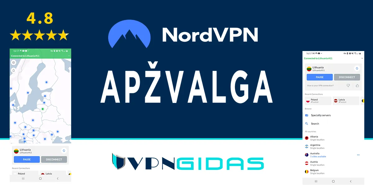 NordVPN apžvalga ir atsiliepimai