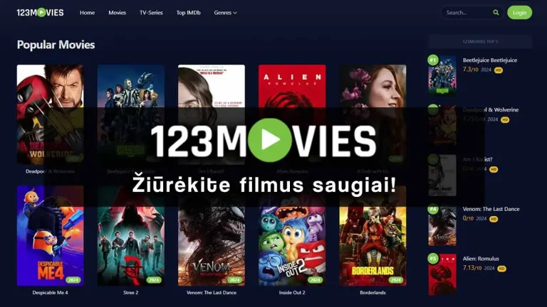 123Movies filmai ir serialai kaip žiūrėti saugiai