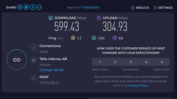 PureVPN greitis Lietuva