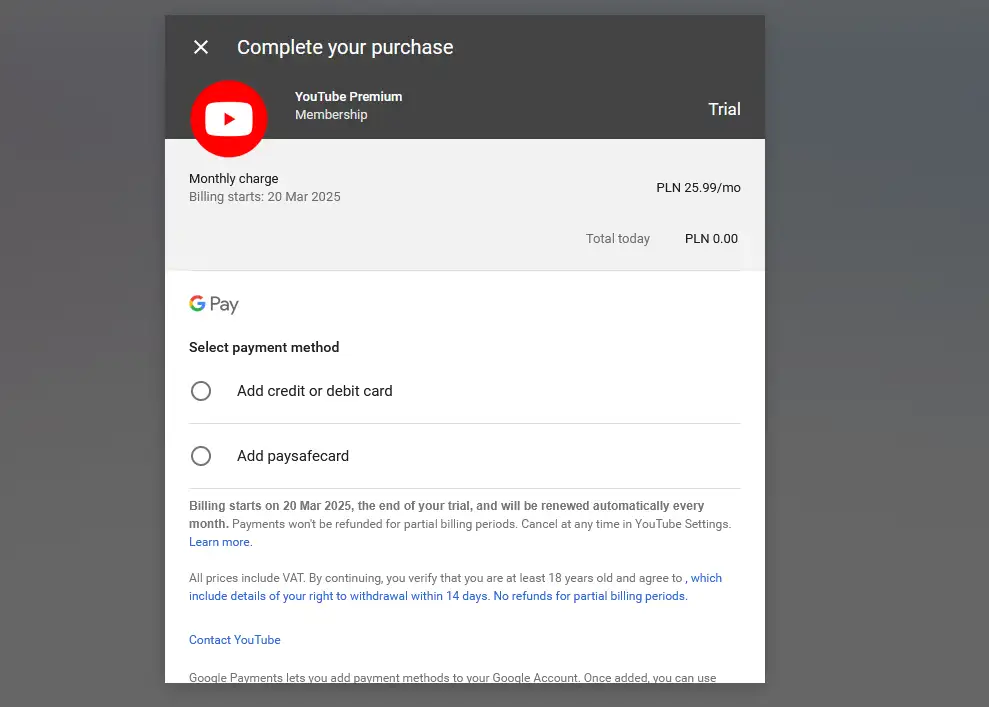 Youtube Premium apmokejimas