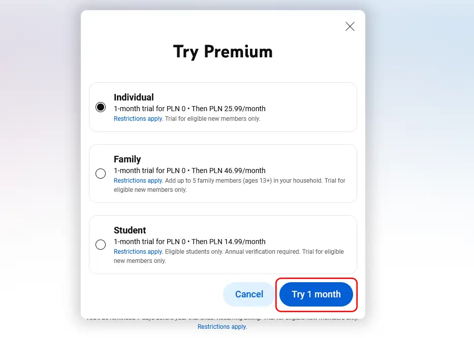 Youtube Premium individualus planas