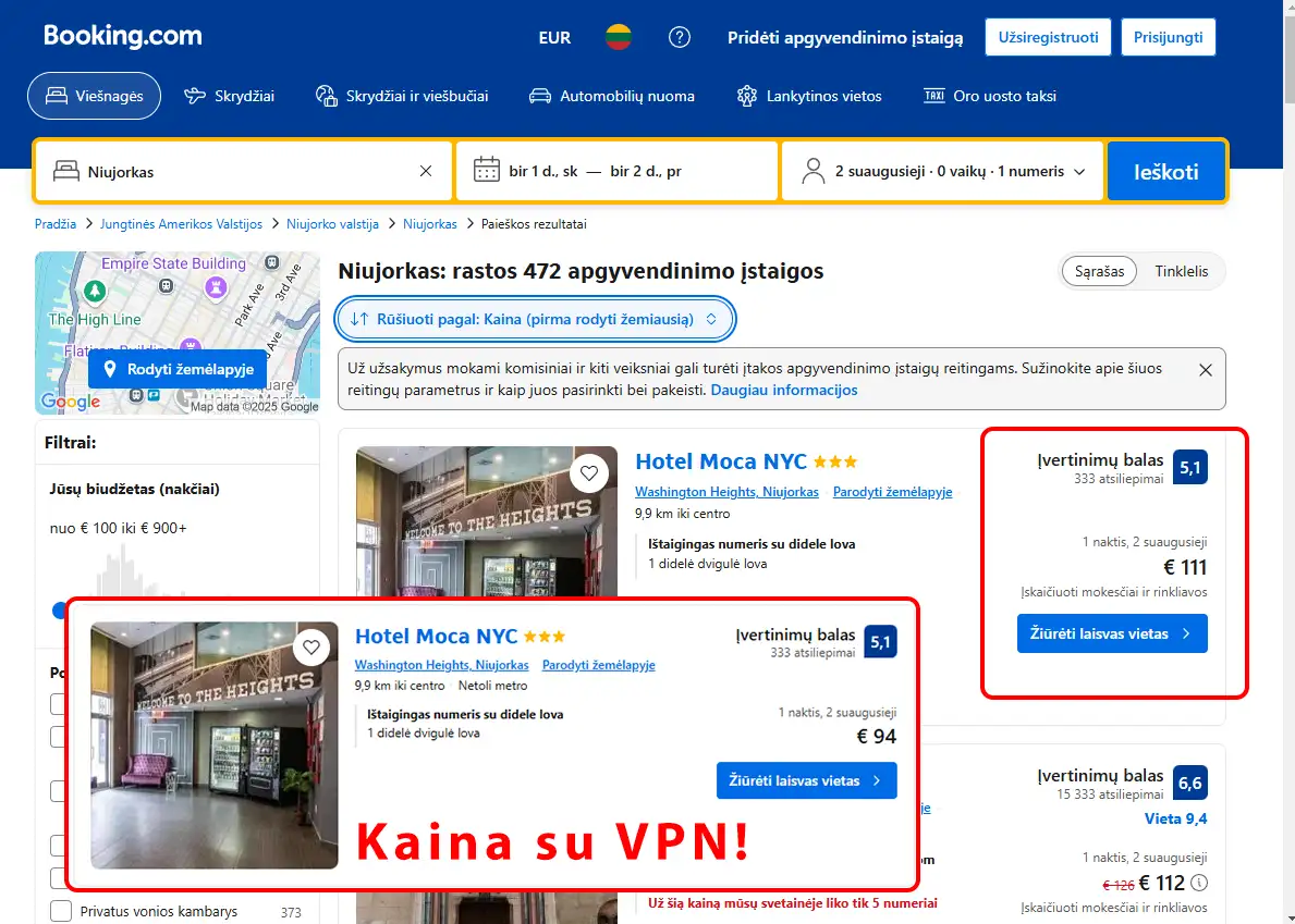 Viebuio kaina pigiau su VPN