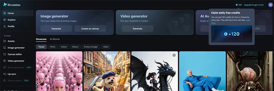 nemokamas AI generatorius Dreamina