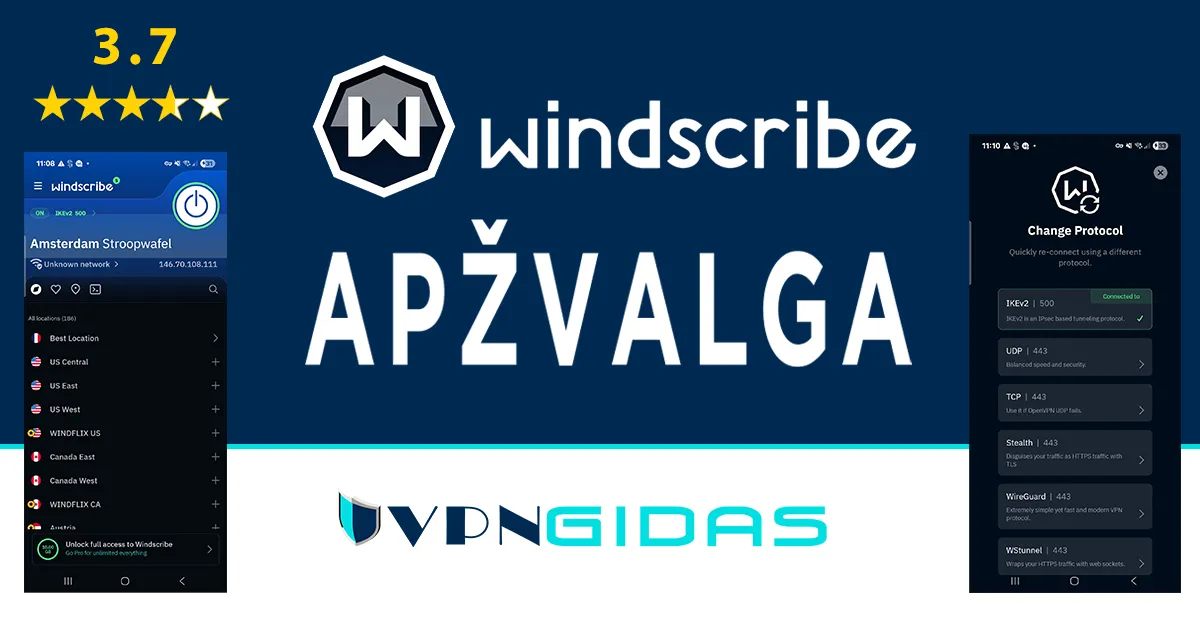 Windscribe atsiliepimai ir apžvalga